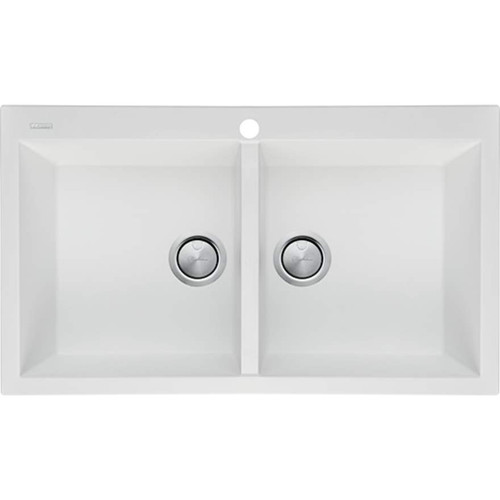 Santorini Double Bowl Topmount Sink White 860mm x 510mm 1TH [152531]