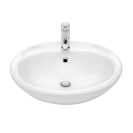 Symphony Semi Recessed Vanity Basin with overflow One Tap Hole White [116381]
