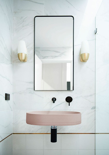 Basin/Bowl Pill Oval Wall Hung UHP Concrete (No P&W) 580W 380D 115H 12Kg (Blush Pink) [270465]