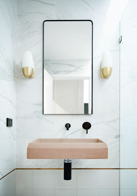 Basin Prism Rectangle Wall Hung UHP Concrete (No P&W) 595W 395D 115H 17Kg (Pastel Peach) [270223]