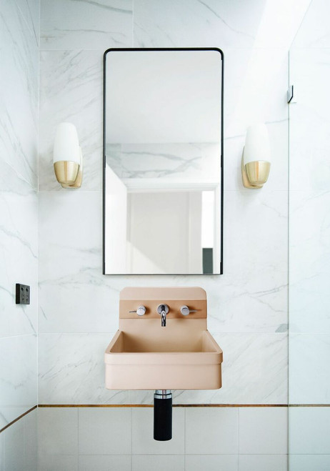 Basin Herbert One Tone Wall Hung UHP Concrete (No P&W) 410W 355D 335H 3 Tap Hole 14Kg (Pastel Peach) [270607]