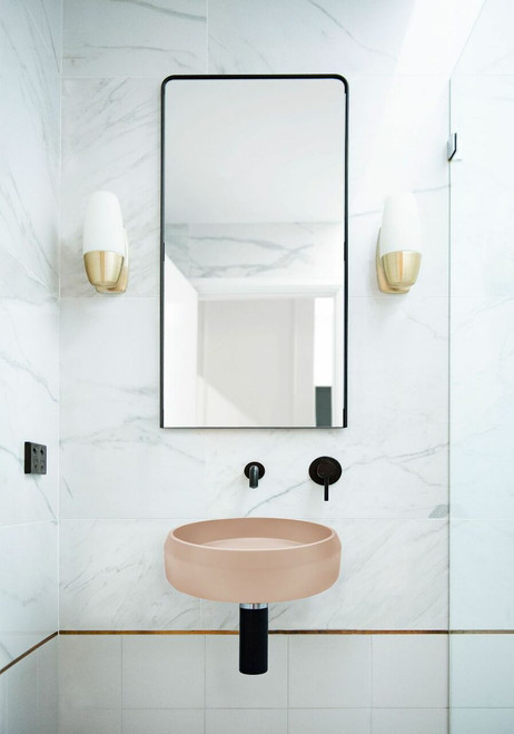 Basin/Bowl Prism Round Wall Hung UHP Concrete (No P&W) 400 DIA 115H 10Kg (Pastel Peach) [270461]