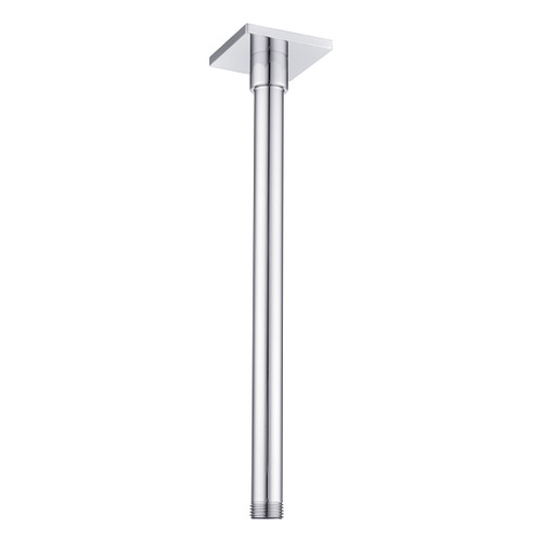 Shower Arm Ceiling Mount Straight Round Rail w/Square Flange 300mm Chrome [121479]