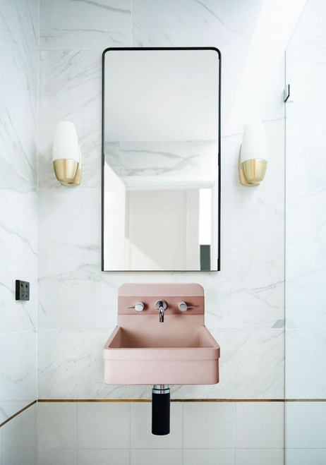Basin Herbert One Tone Wall Hung UHP Concrete (No P&W) 410W 355D 335H 3 Tap Hole 14Kg (Blush Pink) [270372]