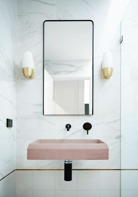Basin Prism Rectangle Wall Hung UHP Concrete (No P&W) 595W 395D 115H 17Kg (Blush Pink) [270629]