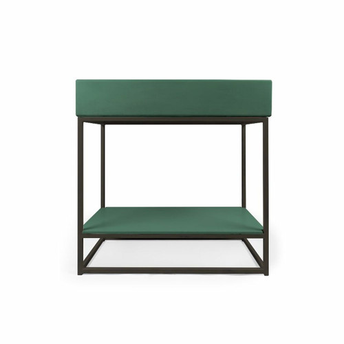 Vanity Set - Trough Rectangle Basin UHP Concrete (No P&W) with matching shelf on Black Metal Frame (Teal) [270470]