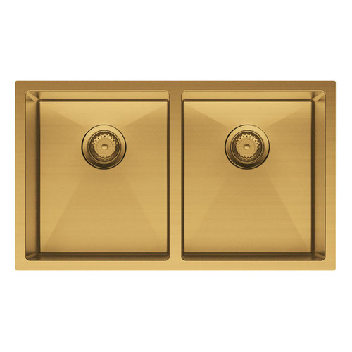 Hana Double Bowl Sink 27L-27L Rugged Brass Inc Sink Protect Top/Undermount 760x450x200mm [271340]