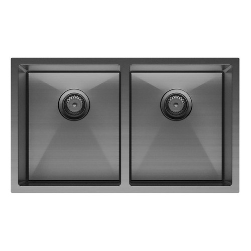 Hana Double Bowl Sink 27L-27L Carbon Metal Inc Sink Protect Top/Undermount 760x450x200mm [271657]