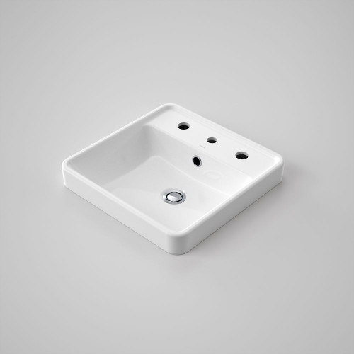 Carboni II Square Inset Basin with Overflow White 3 Tap Holes [124497]