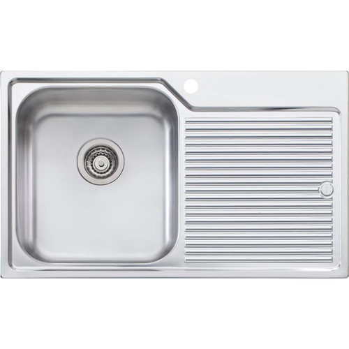 Nu-Petite Single Bowl Topmount Sink with Drainer Right Bowl 1 Tap Hole [048331]