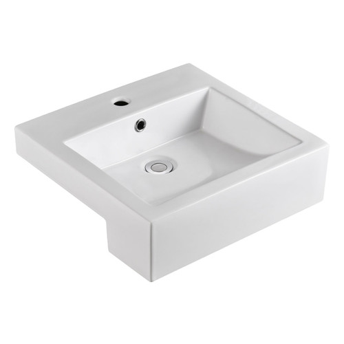 Jacinta Semi-Recessed Basin White 1 Tap Hole with Overflow [151136]