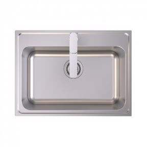 Luna Contemporary Laundry Tub 45L Includes Bypass Kit Stainless Steel [192288]