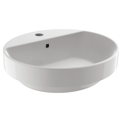 Gemelli Oval Semi-Inset Basin with Pop-Up Plug & Waste 450mm x 410mm 1 Tap Hole [198814]