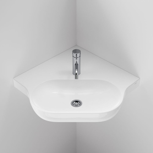 Opal Sole Corner Wall Basin White 1 Tap Hole [125344]