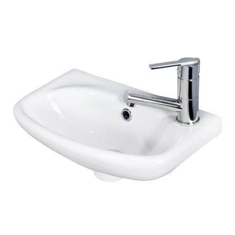 Symphony Mini Wall Basin Right Hand with Overflow White 1 Tap Hole [126002]