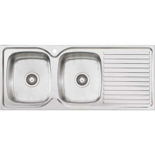 Endeavour Double Bowl Topmount Sink with Drainer Left Bowl 1 Tap Hole [134160]