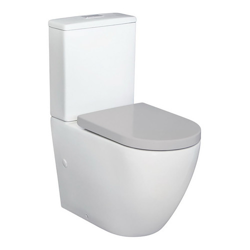 Alix Care Back to Wall Rimless P Trap Toilet Suite Grey Seat 4 Star [191458]
