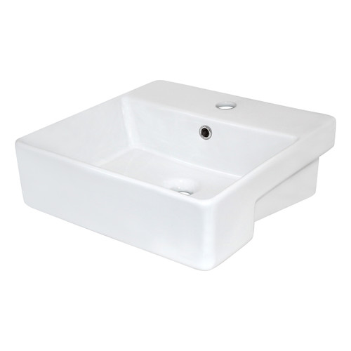Edge II Semi Recessed Basin with Overflow 400mm x 400mm White 1 Tap Hole [203074]
