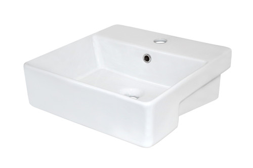 Edge II Semi Recessed Basin w/Overflow 400mm x 400mm White 1TH [203074]