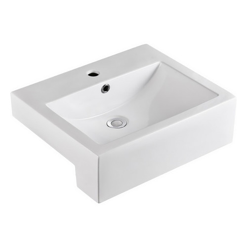 Belinda Semi-Recessed Basin 525mm x 425mm x 153mm Gloss White Ceramic 1 Tap Hole [193176]