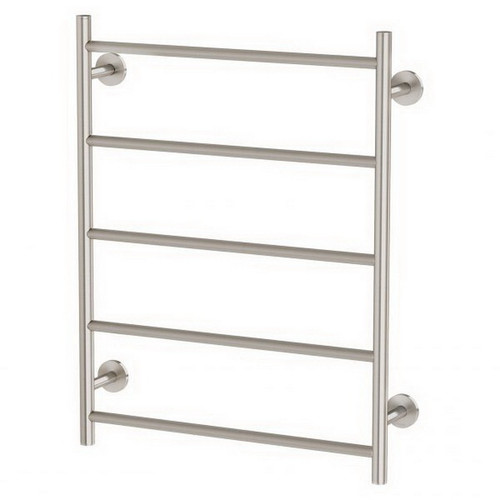 Radii Heated Towel Ladder 5Bar 62W 550mm x 740mm Round Plate Brushed Nickel [199297]