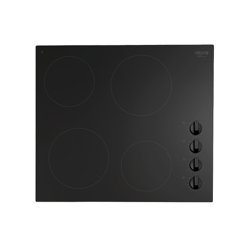 60cm 4 Zone Ceran Glass Electric Cooktop Black with Knobs [285413]
