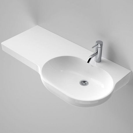Opal 920 Left Hand Wall Basin with Plug and Waste White 1 Tap Hole [140520]