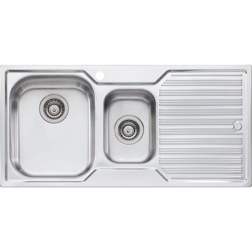 Diaz 1 & 1/2 Bowl Topmount Sink with Drainer Left Bowl 1 Tap Hole [112973]