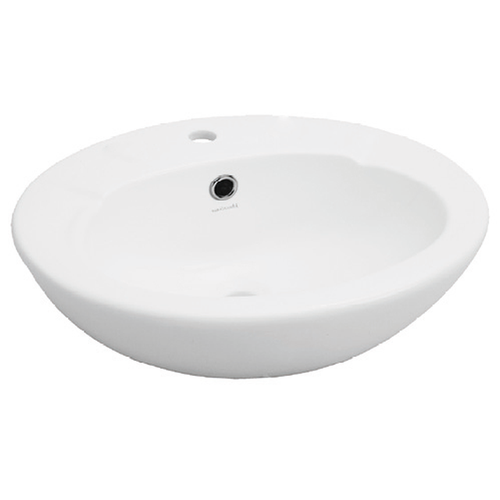 Avon Semi Recessed Basin with Plu & Waste 495 x 420 1 Tap Hole [135841]