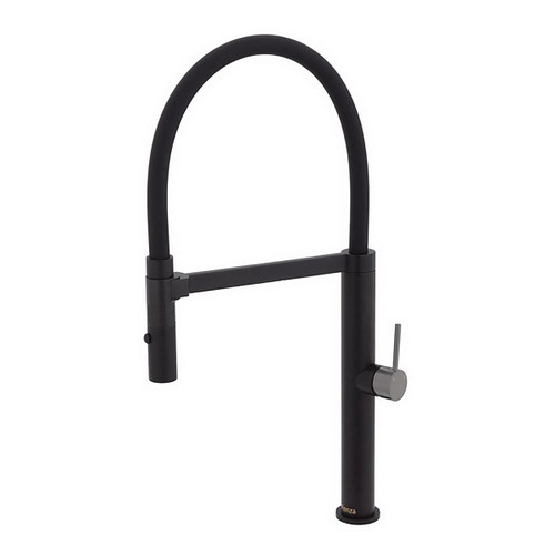 Kaya Pull Down Sink Mixer Matte Black with PVD Gun Metal Handle [201743]