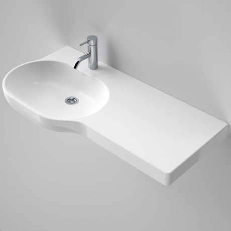 Opal 920 Right Hand Wall Basin with Plug and Waste White 1 Tap Hole [143400]