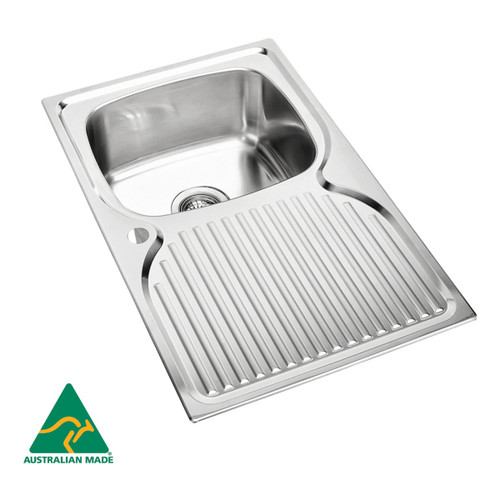 Essentials Single Bowl Sink 770mm Right Hand Stainless Steel in