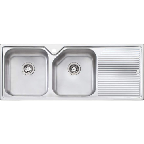 Nu-Petite Double Bowl Topmount Sink with Drainer Left Bowl 1 Tap Hole [106677]