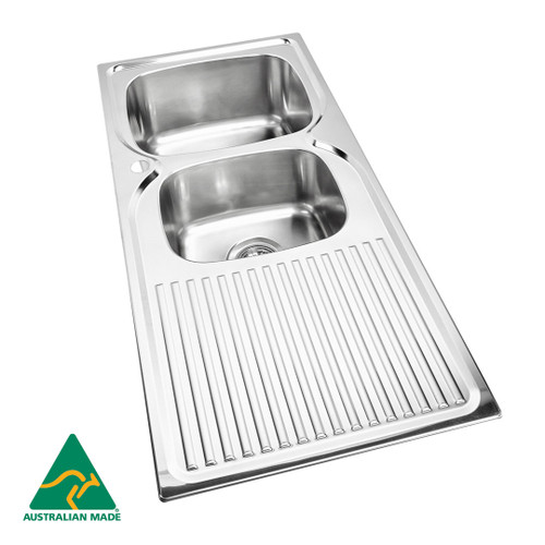 1 & 3/4 Bowl Sink 1080mm Right Hand Stainless Steel 1TH [139370]