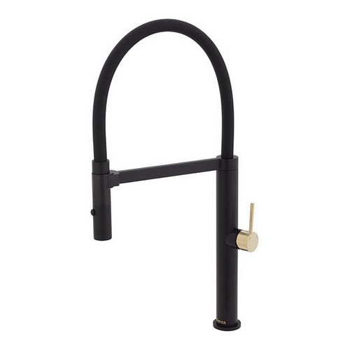 Kaya Pull Down Sink Mixer Matte Black with PVD Urban Brass Handle [201746]