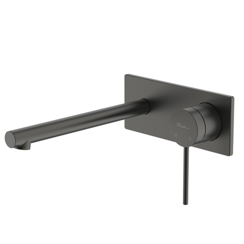 Venice Wall Bath or Basin Mixer (Straight 200mm Spout and Wall Plate) 5Star Gunmetal [203434]