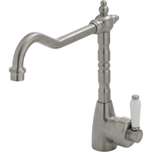 Eleanor Shepherds Crook Sink Mixer w/Handle Brushed Nickel/Ceramic 5Star [156970]