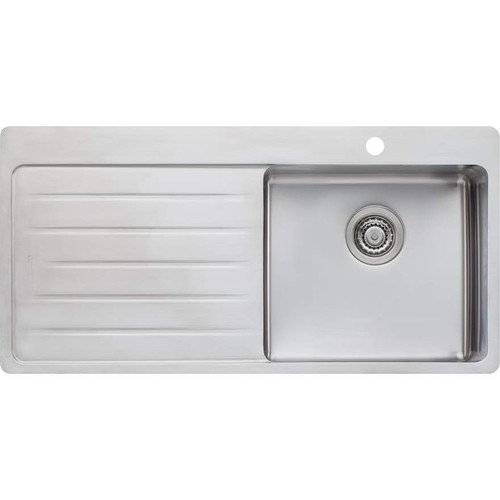 Sonetto Single Right Hand Bowl Topmount Sink with Drainer 1035mm Stainless Steel 1 Tap Hole [129426]