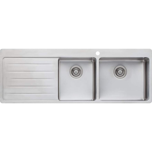 Sonetto 1 & 3/4 Right Hand Bowl Topmount Sink with Drainer Stainless Steel 1 Tap Hole [129607]