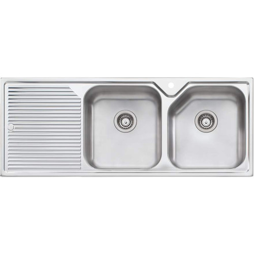Nu-Petite Double Bowl Topmount Sink with Drainer Right Bowl 1 Tap Hole [106679]