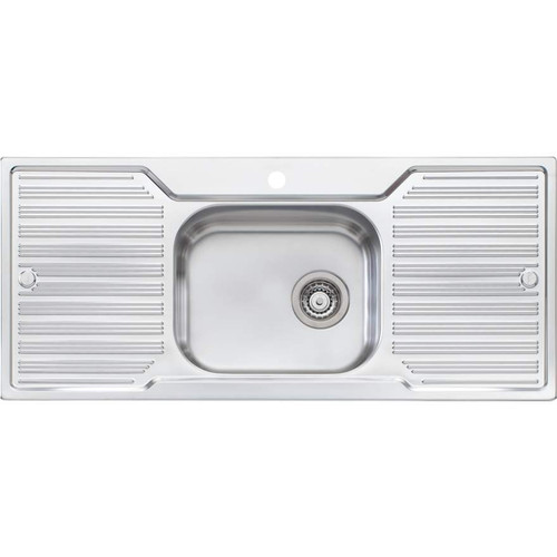 Diaz Single Bowl Topmount Sink with Double Drainer 1 Tap Hole [112988]