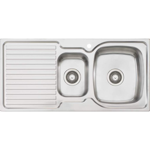 Endeavour 1 & 1/2 Bowl Topmount Sink with Drainer Right Bowl 1 Tap Hole [134034]
