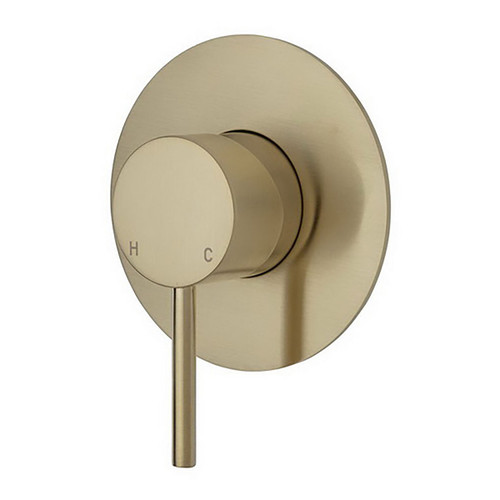 Kaya Wall Bath/Shower Mixer Large Round Plate PVD Urban Brass [201619]