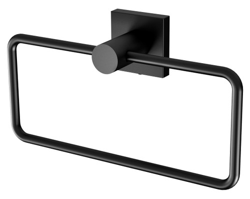 Radii Hand Towel Holder with Square Plate Matte Black [129781]