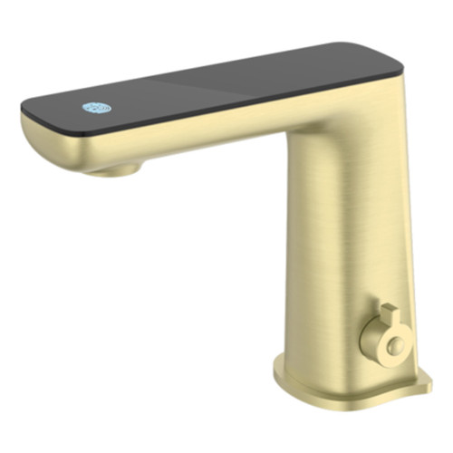 Claudia Sensor Basin Mixer with Black Glass Top 6Star Brushed Gold [286668]