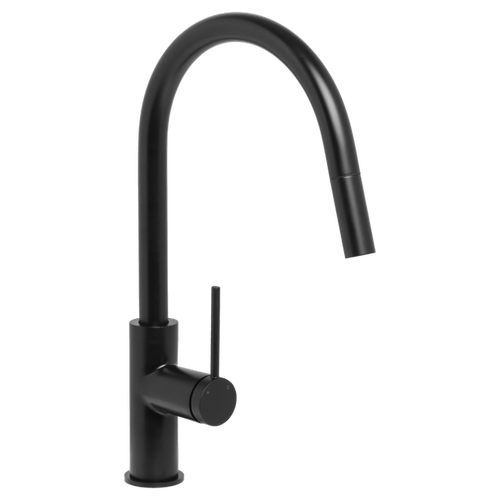 Venezia Gooseneck Sink Mixer with Pull-Out Hose Matte Black [257368]