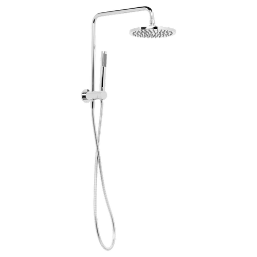 Venezia short twin shower system, 200mm fixed shower head with hand wand, Silicone jet spray system, Chrome, 3 Star [270026]