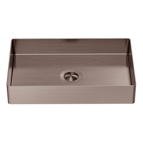Stainless Steel Basin Rectangle 550W x 352D x 100H No Plug and Waste Brushed Bronze [284535]
