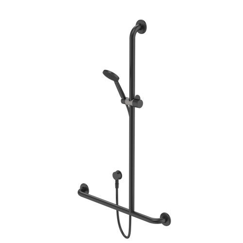 Care Support Shower Set with Inverted T Rail RH Matte Black [287267]