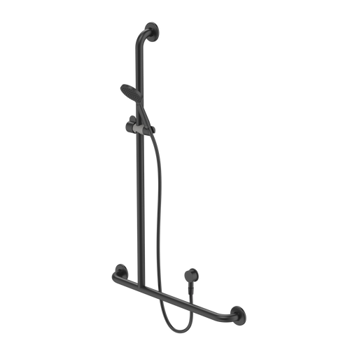 Care Support Shower Set with Inverted T Rail LH  Matte Black [287284]
